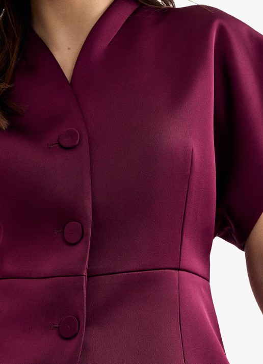 Phase Eight Sally getailleerde blazer van satijn - detail 4 bordeauxrood