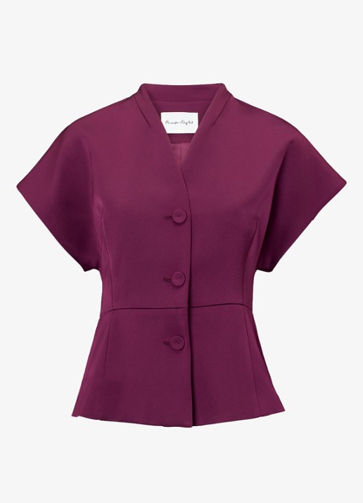Phase Eight Sally getailleerde blazer van satijn - voorkant bordeauxrood