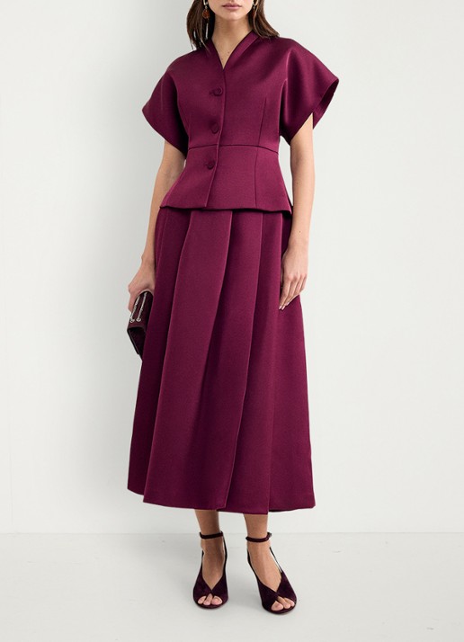 Phase Eight Sally getailleerde blazer van satijn - voorkant 2 bordeauxrood