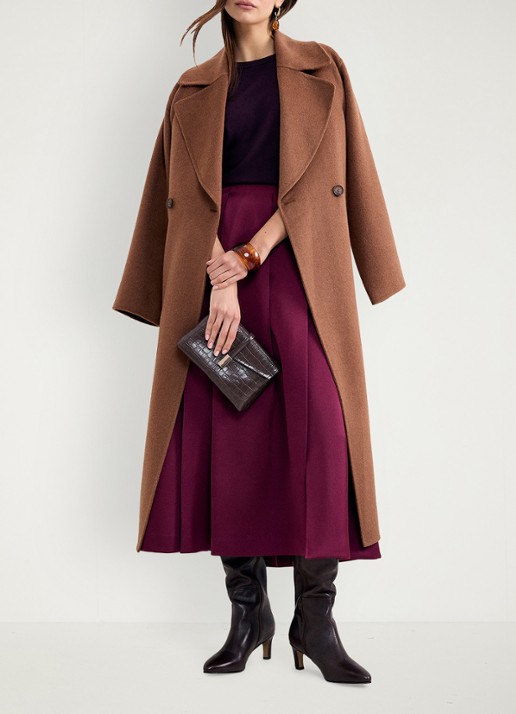 Phase Eight Sally maxi rok met plooien en split - detail 8 bordeauxrood