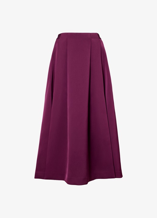 Phase Eight Sally maxi rok met plooien en split - voorkant bordeauxrood
