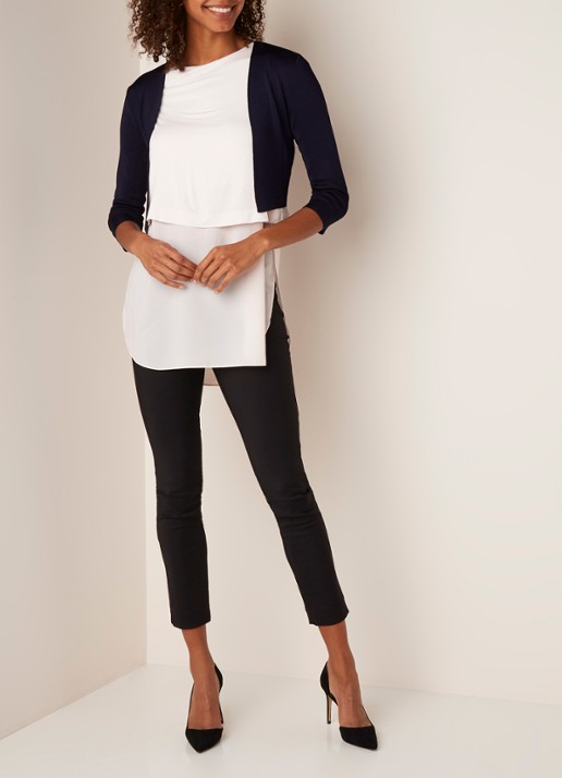Phase Eight Salma openvallende bolero met stretch - voorkant 3 oranjerood