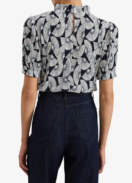 Phase Eight Samiha top met print en structuur - achterkant 3 blauw