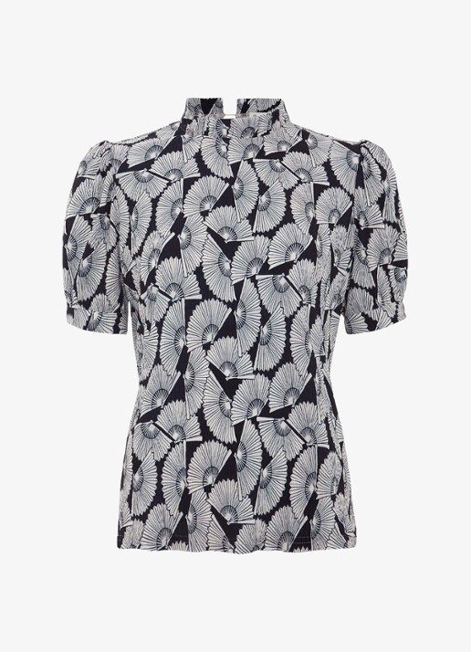 Phase Eight Samiha top met print en structuur - voorkant blauw