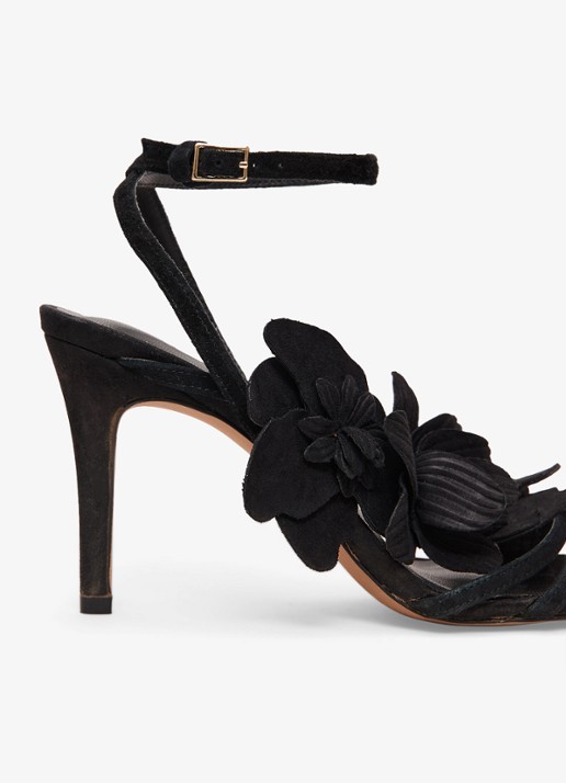 Phase Eight Sandalette van geitensuède met applicatie - detail 2 zwart