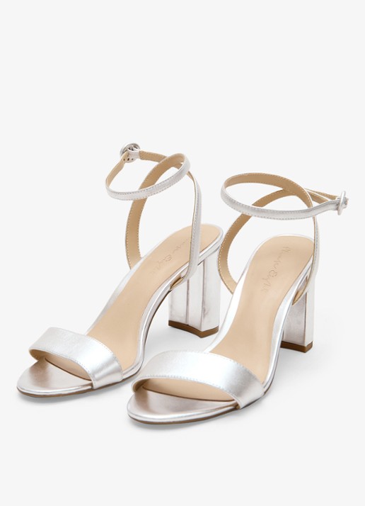 Phase Eight Sandalette van leer met metallic finish - detail 4 zilver