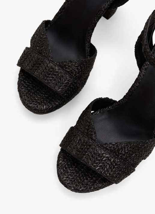 Phase Eight Sandalette van raffia - detail 6 zwart