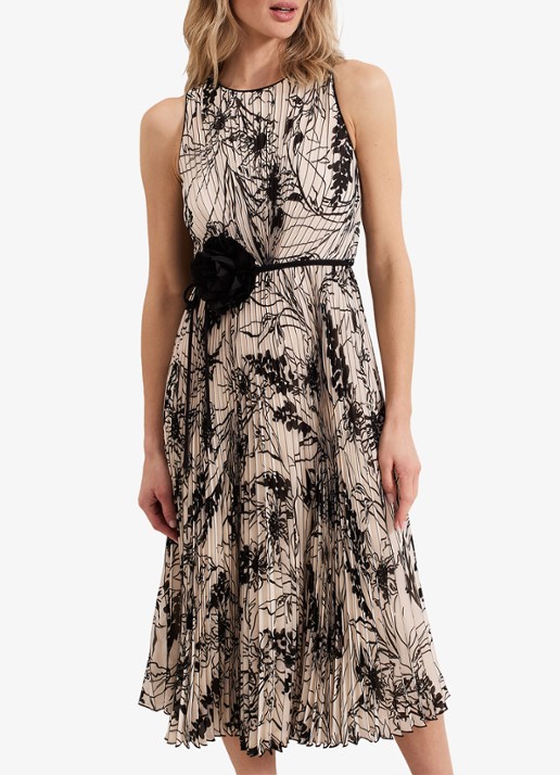 Phase Eight Sandra midi jurk met print en plissé