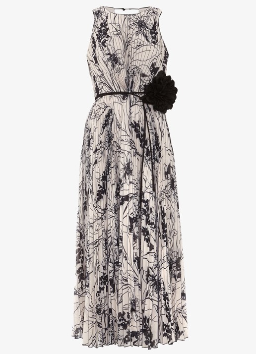 Phase Eight Sandra midi jurk met print en plissé - voorkant zwart