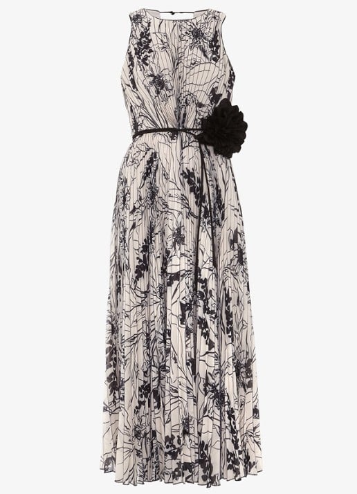 Phase Eight Sandra midi jurk met print en plissé - voorkant zwart