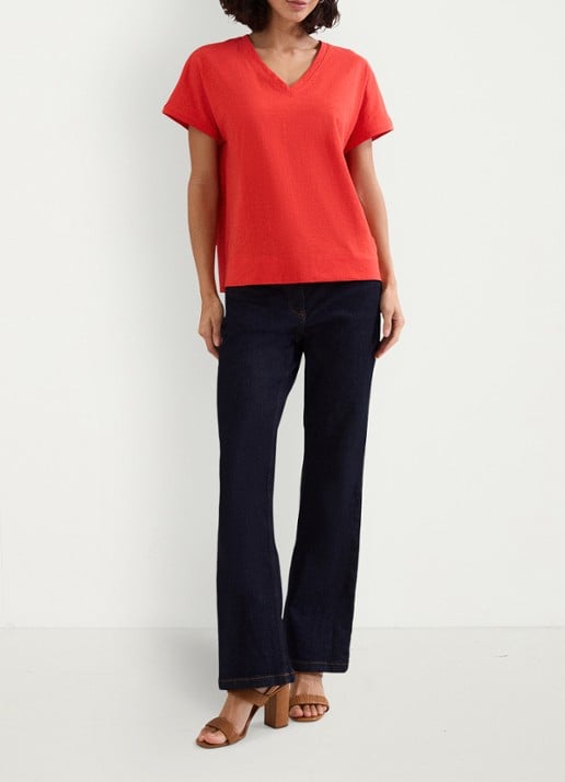 Phase Eight Saphiya t-shirt van katoen - voorkant 8 koraal