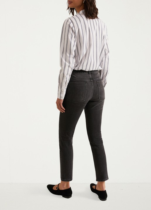 Phase Eight Sara mid waist slim fit jeans met gekleurde wassing - achterkant 7 zwart