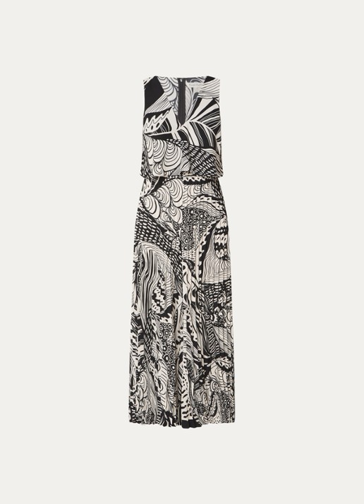 Phase Eight Saskia wide fit jumpsuit met print - voorkant 4 zwart