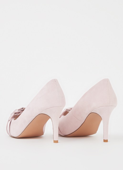 Phase Eight Satin Twist pump van suède - achterkant 4 lichtroze