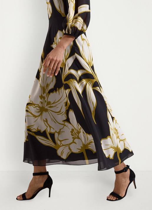 Phase Eight Semi-transparante midi jurk met print - detail 6 zwart