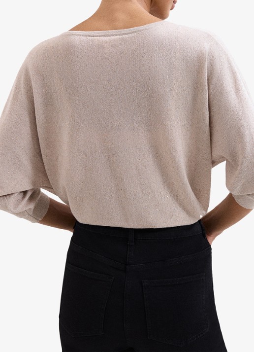 Phase Eight Sequin fijngebreide trui met lurex - achterkant 3 creme