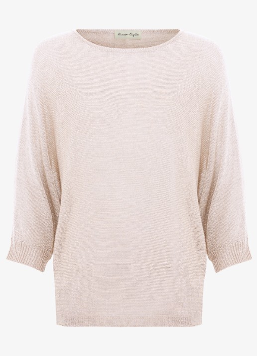 Phase Eight Sequin fijngebreide trui met lurex - voorkant creme