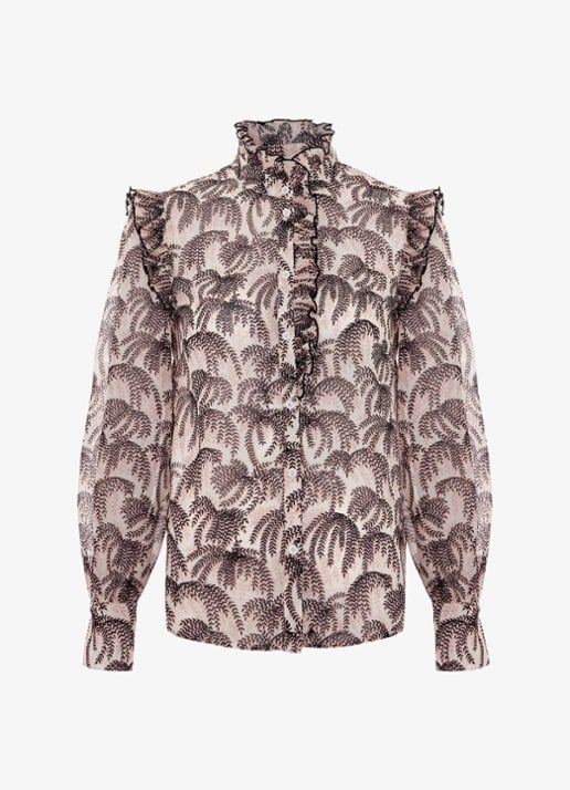 Phase Eight Serena blouse met bladprint - voorkant creme