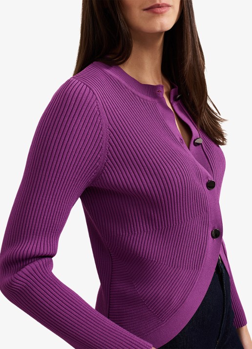 Phase Eight Sharna ribgebreid vest - detail 5 paars