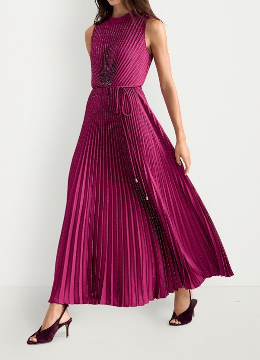 Phase Eight Simara maxi jurk met strass en plooien - detail 3 fuchsia