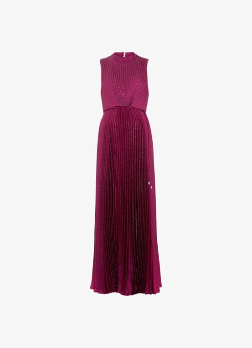 Phase Eight Simara maxi jurk met strass en plooien - voorkant 7 fuchsia