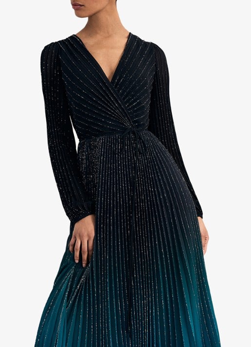 Phase Eight Simara midi jurk met strass en plooien - detail 5 donkerblauw