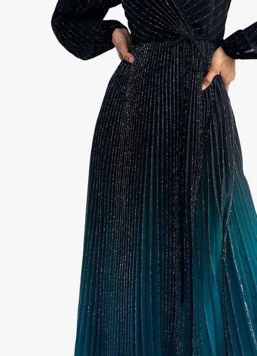 Phase Eight Simara midi jurk met strass en plooien - detail 6 donkerblauw