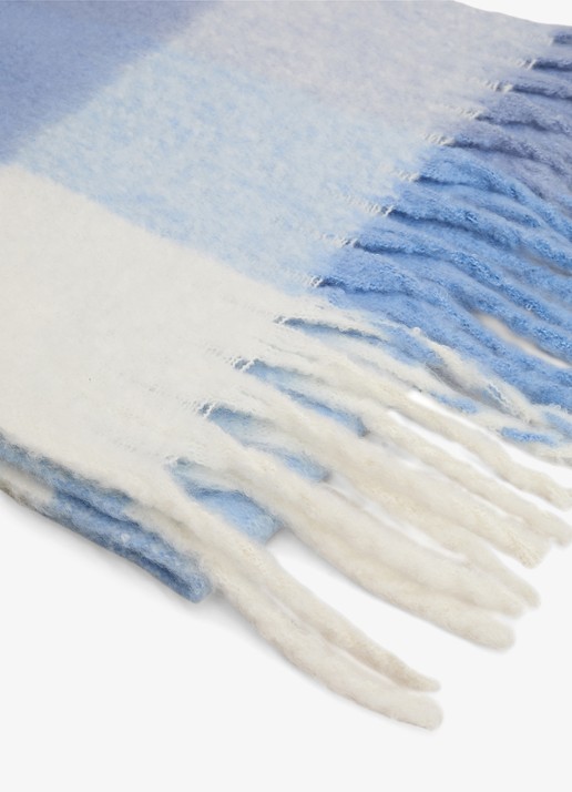 Phase Eight Sjaal met franjes en ruitdessin - detail 3 donkerblauw