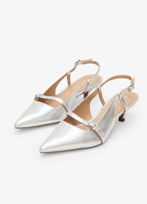 Phase Eight Slingback van geitenleer - detail 4 zilver