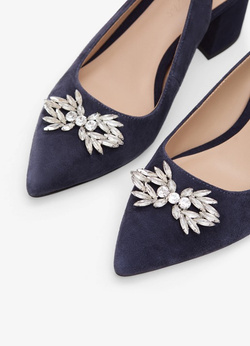 Phase Eight Slingback van geitensuède met strass  - detail 6 donkerblauw