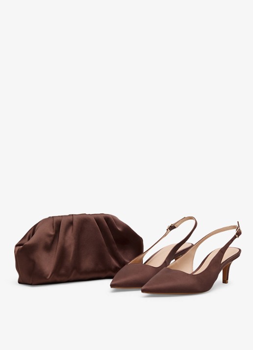 Phase Eight Slingback van satijn - detail 8 bruin