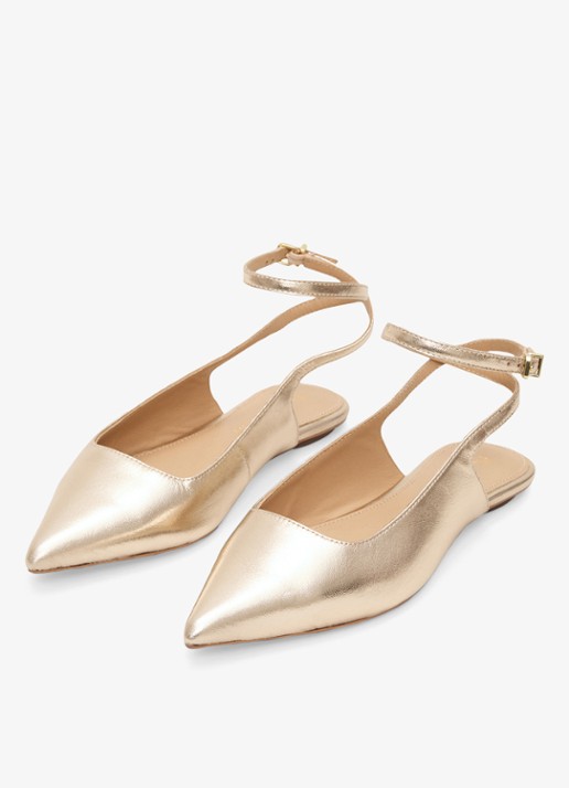 Phase Eight Slingback van schapenleer - detail 4 goud