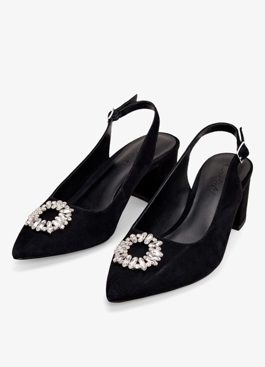 Phase Eight Slingback van suède met strass - detail 3 zwart