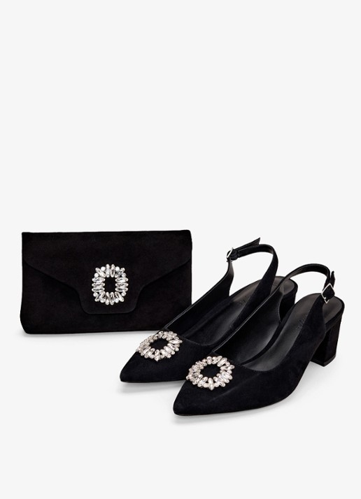 Phase Eight Slingback van suède met strass - detail 6 zwart