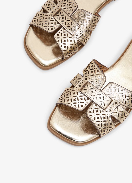 Phase Eight Slipper van leer met metallic finish - detail 6 goud