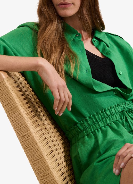 Phase Eight Sloane blouse in linnenblend - detail 6 groen