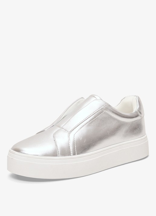 Phase Eight Sneaker van leer met metallic finish - detail 5 zilver