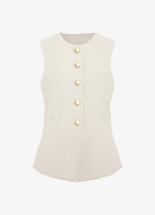 Phase Eight Sophia gilet met paspelzakken - voorkant 5 ivoor