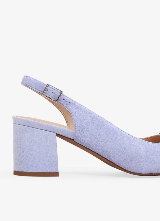 Phase Eight Sparkle pump van suède met applicatie - achterkant lichtblauw