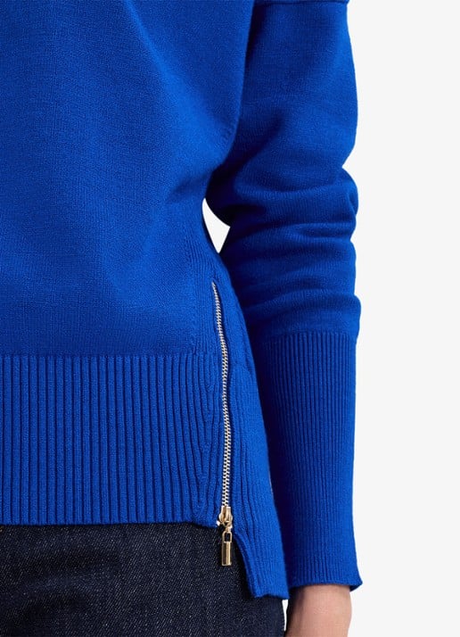 Phase Eight Steph fijngebreide trui met ritsdetail - detail 6 donkerblauw