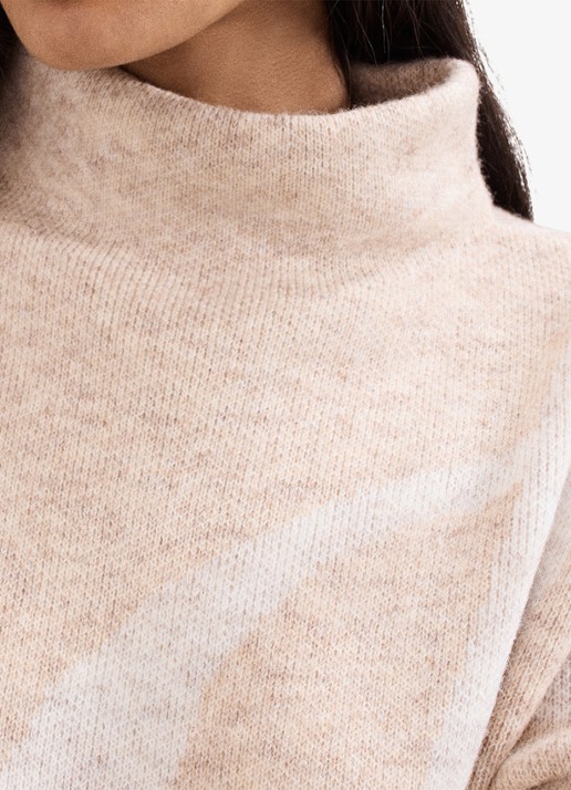 Phase Eight Stephanie grofgebreide trui in wolblend met col - detail 2 beige