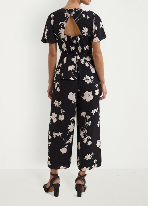 Phase Eight Straight fit jumpsuit met bloemenprint - achterkant 7 zwart