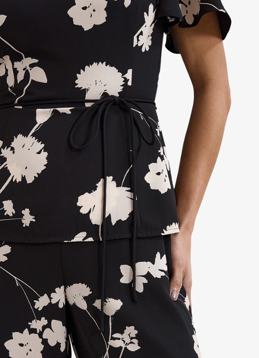 Phase Eight Straight fit jumpsuit met bloemenprint - detail 3 zwart