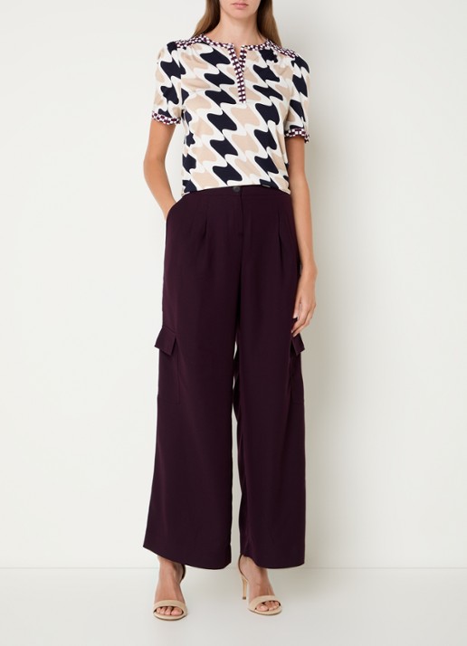 Phase Eight Suki top van jersey met print - voorkant 3 beige