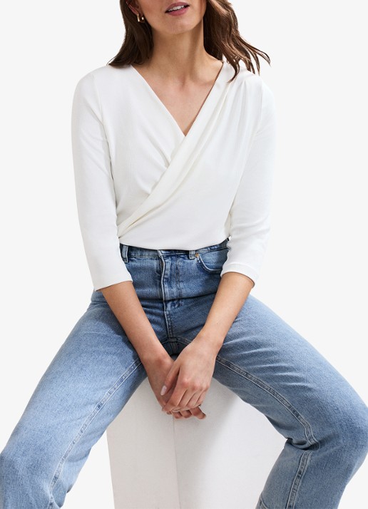 Phase Eight Sutton top met V-hals - detail 2 wit