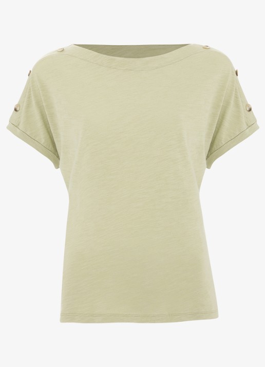 Phase Eight Suzie T-shirt met knoopdetail - voorkant khaki