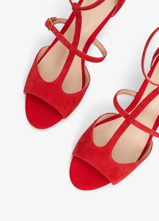 Phase Eight T Bar sandalette van suède - detail 3 rood