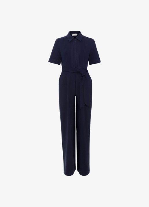 Phase Eight Tabitha wide leg jumpsuit met strikceintuur - voorkant 2 blauw