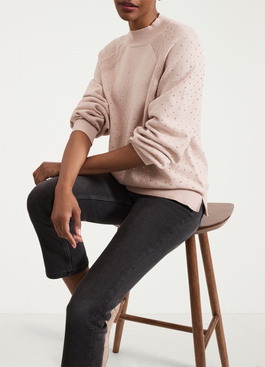 Phase Eight Tala fijngebreide trui met studs   - detail 8 roze