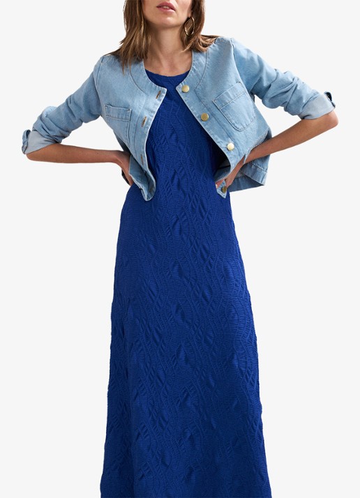 Phase Eight Talia midi jurk met structuur - detail 5 donkerblauw